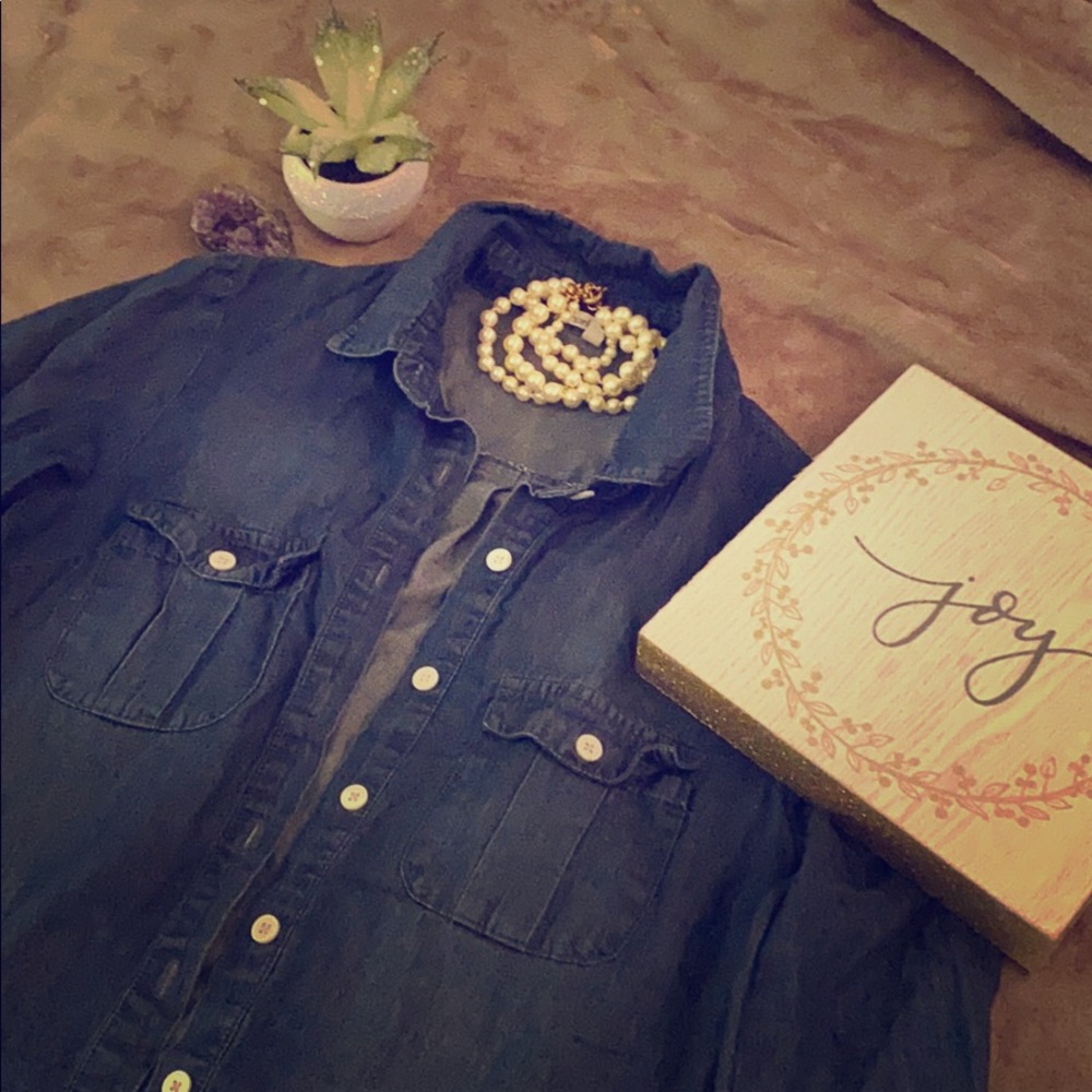 Soft denim button up